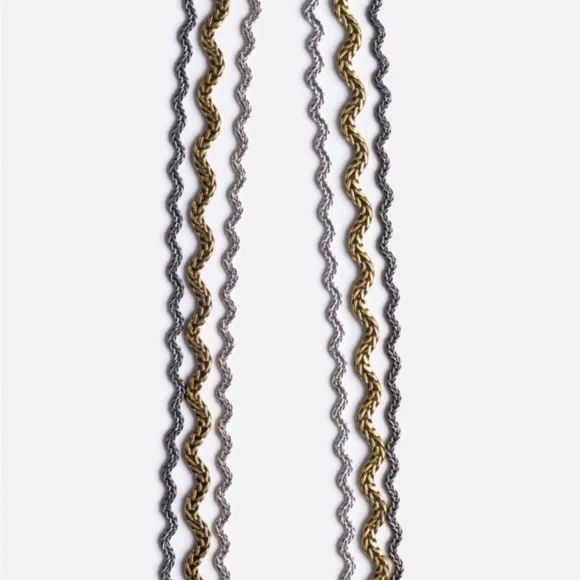 NWT Johnny Was Ric Rac Gold & Silver Necklace Triple Strand Mixed Metal Wavy - Picture 1 of 8